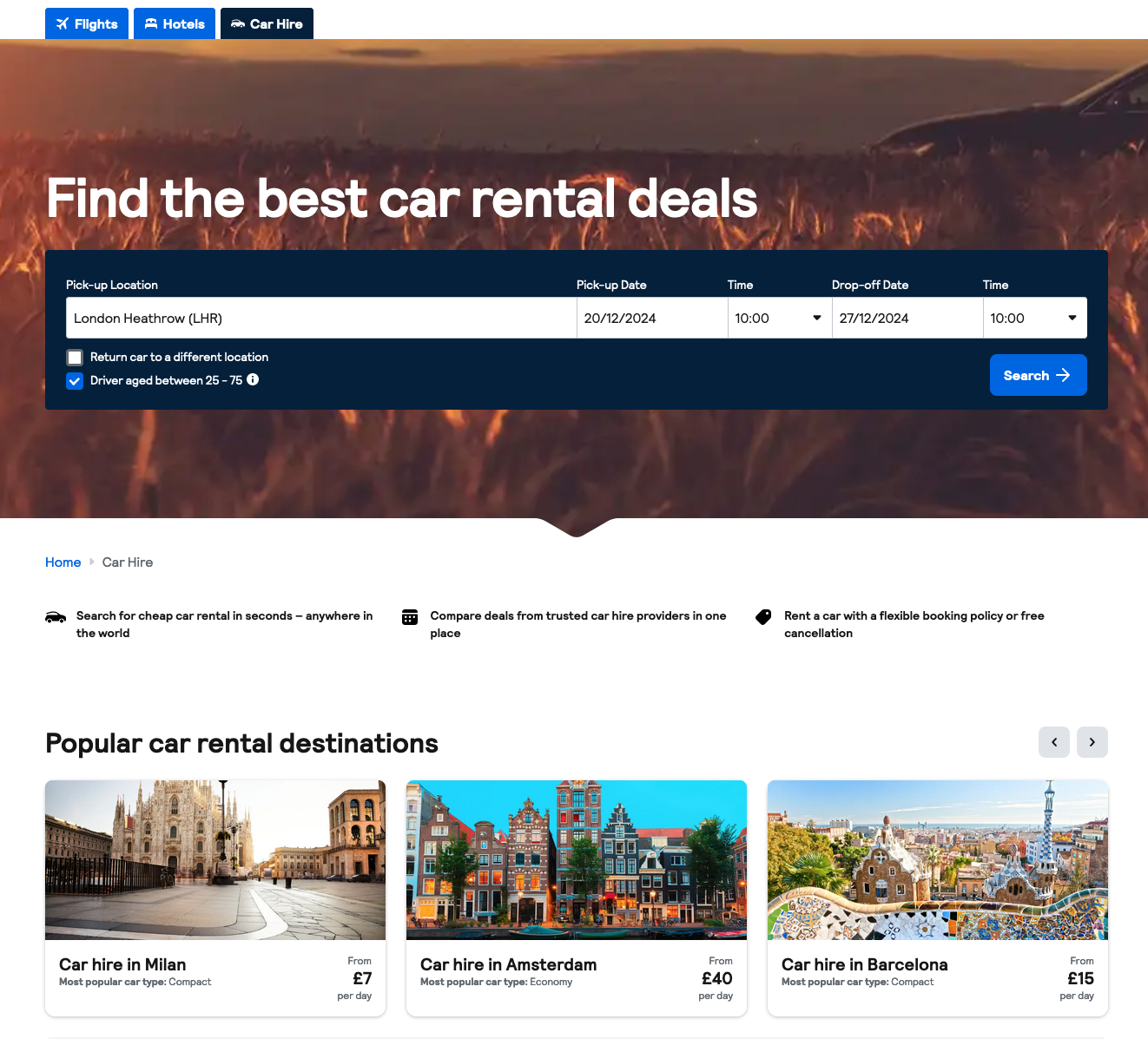 Car hire results after polling complete