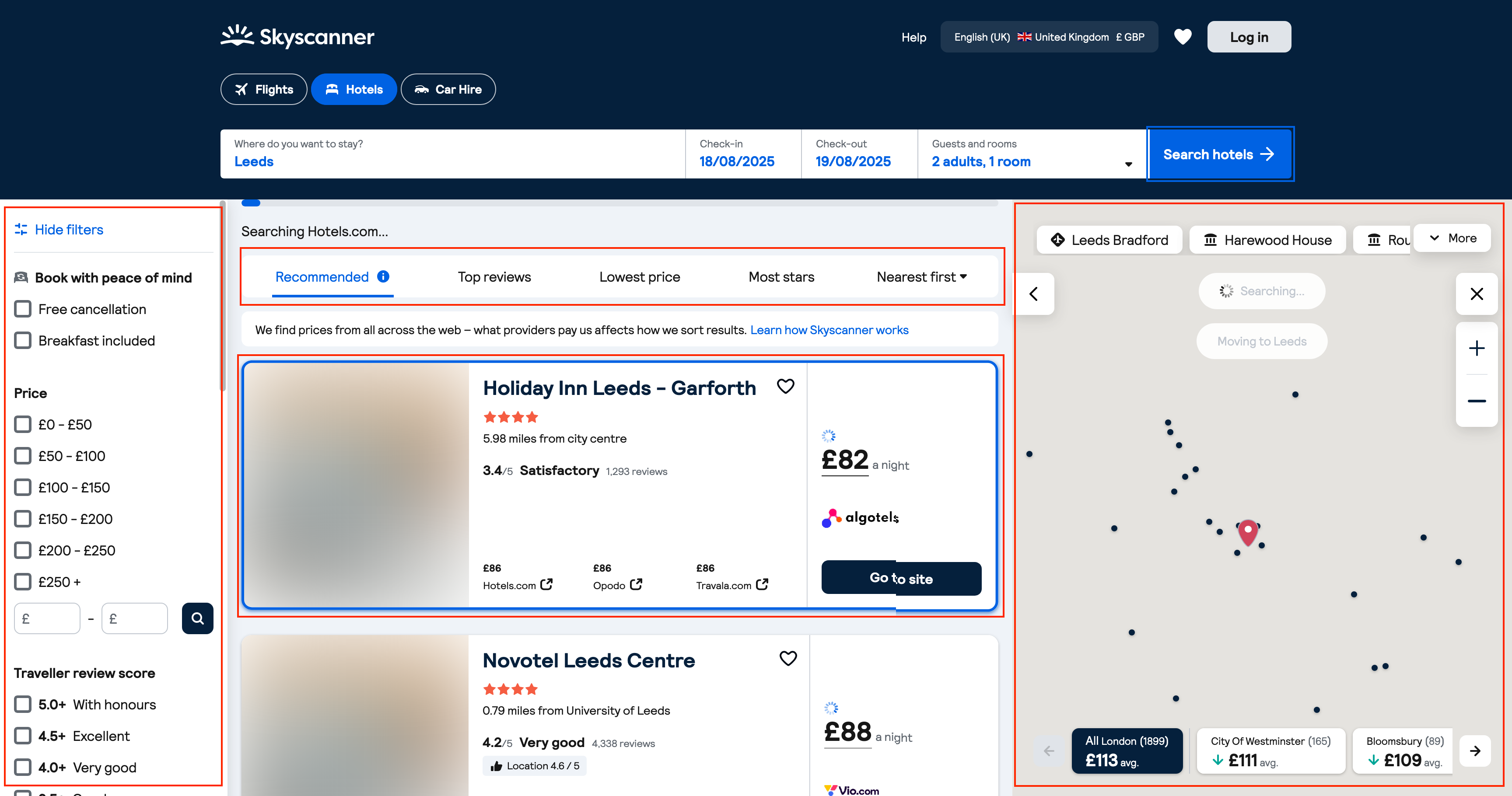 Initial Hotels Search response