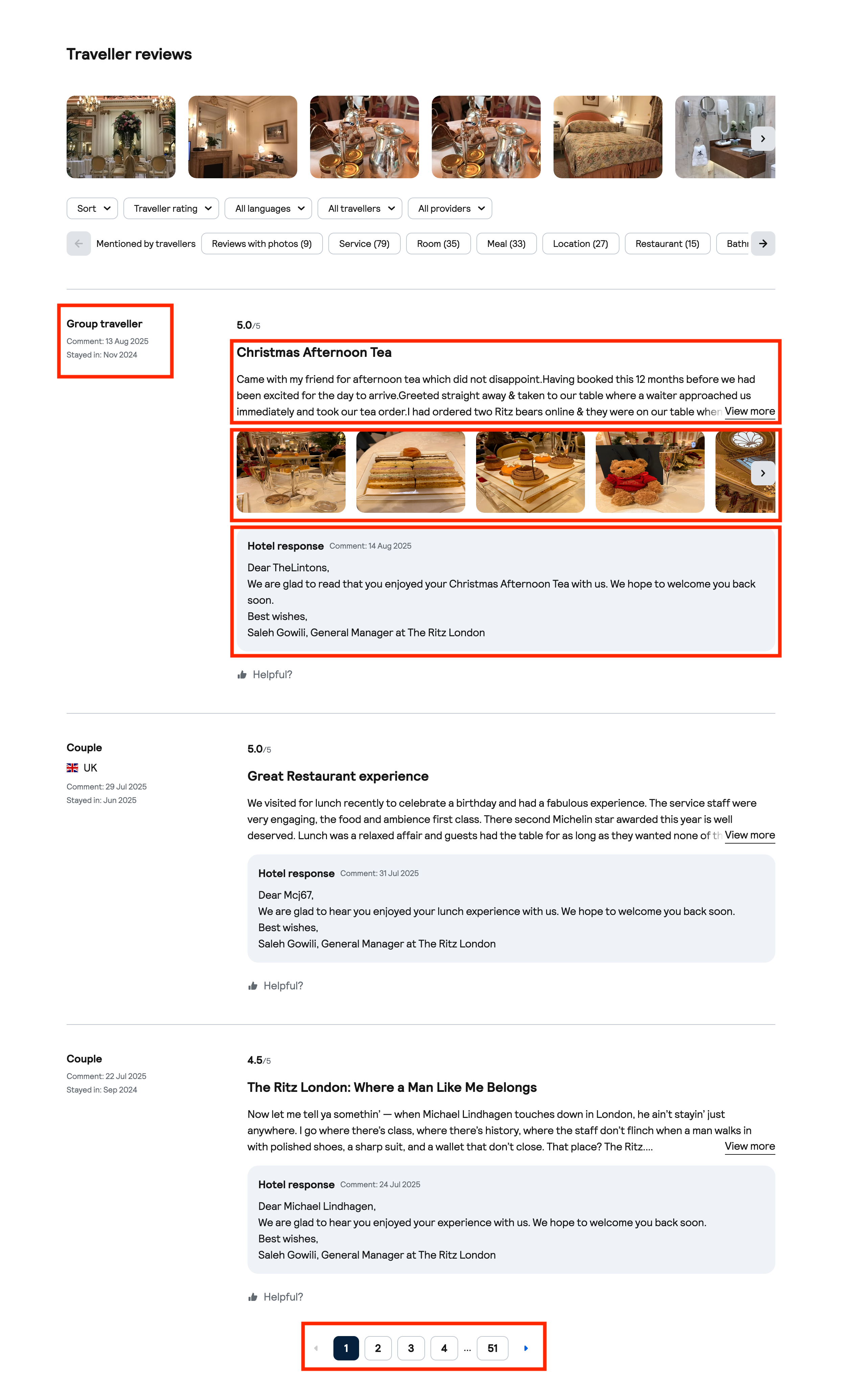 Hotel reviews example