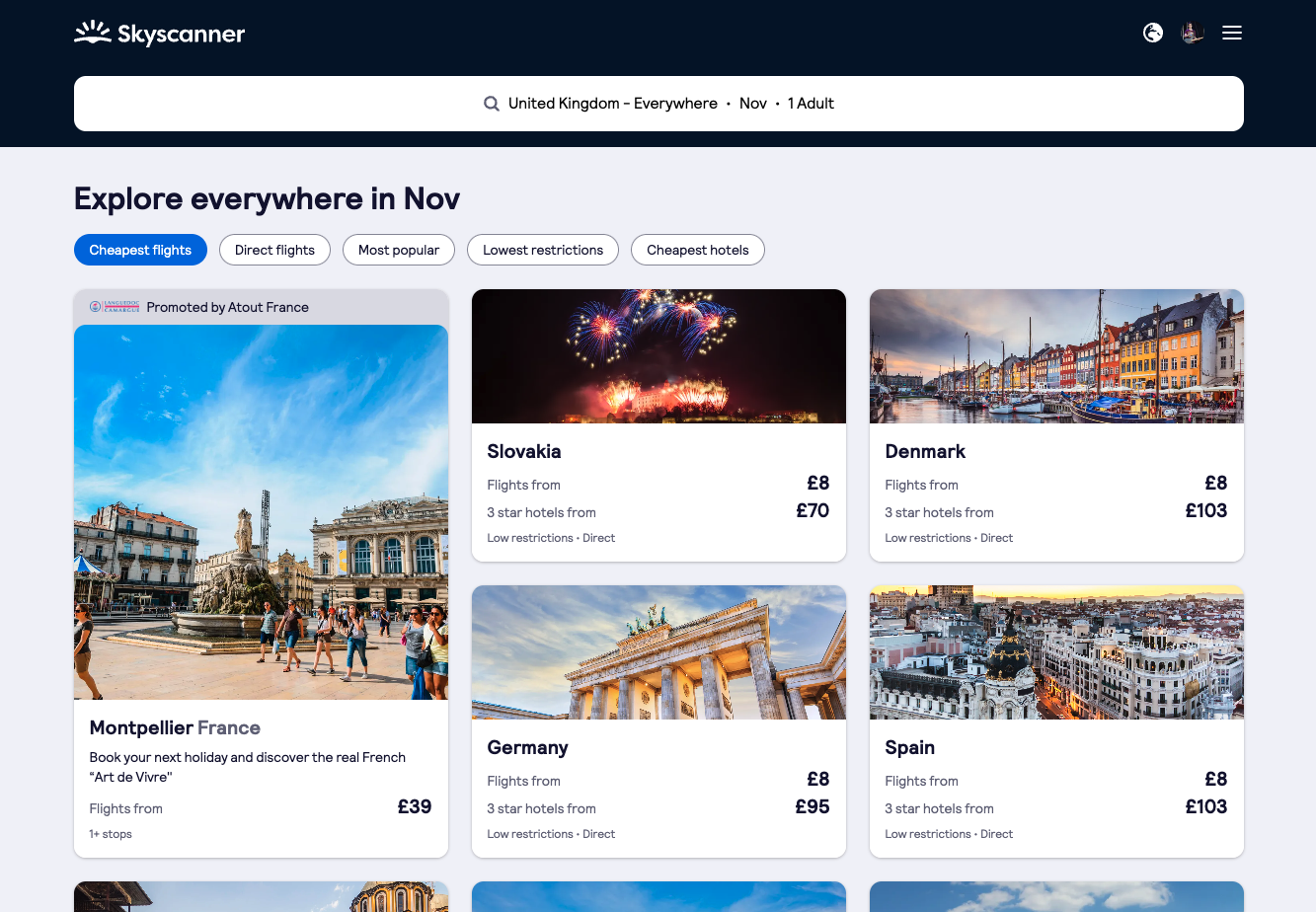 London to anywhere in November