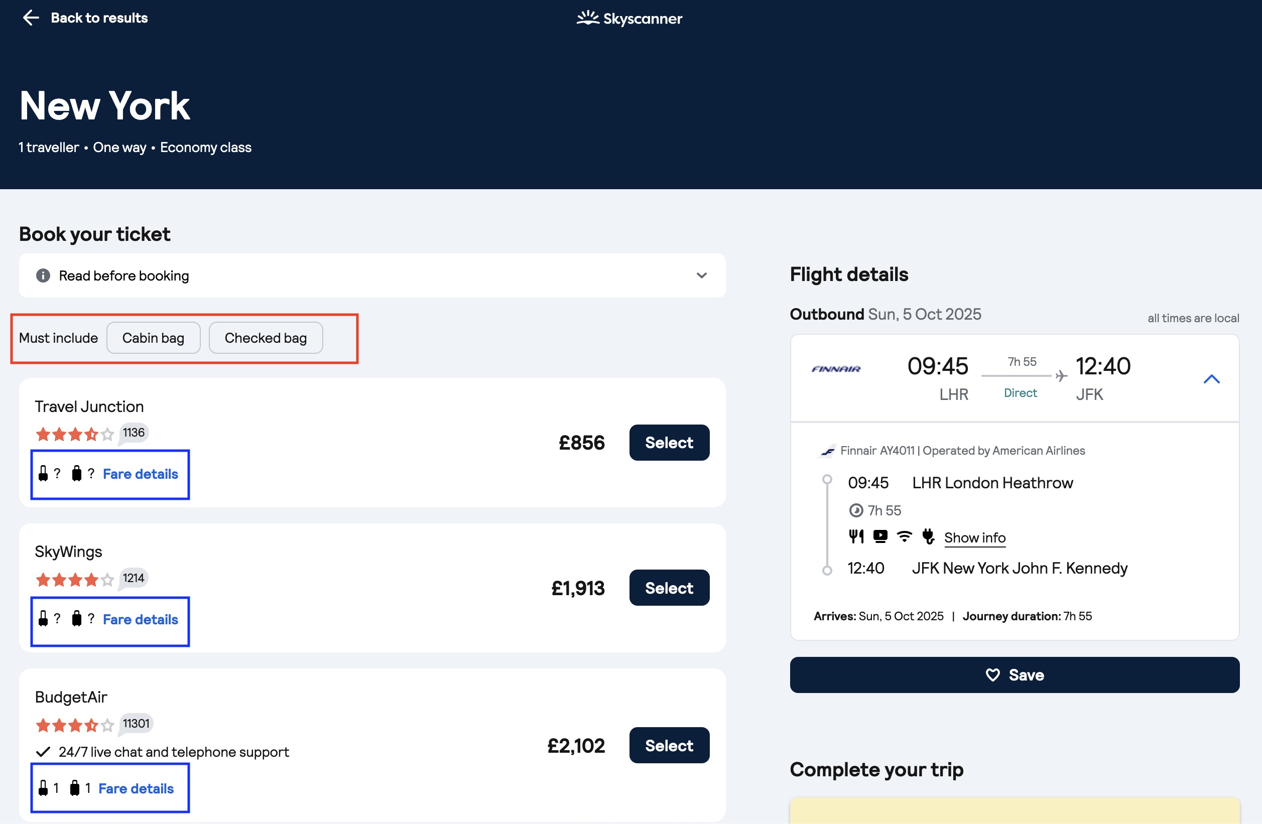 Booking Panel With Highlights